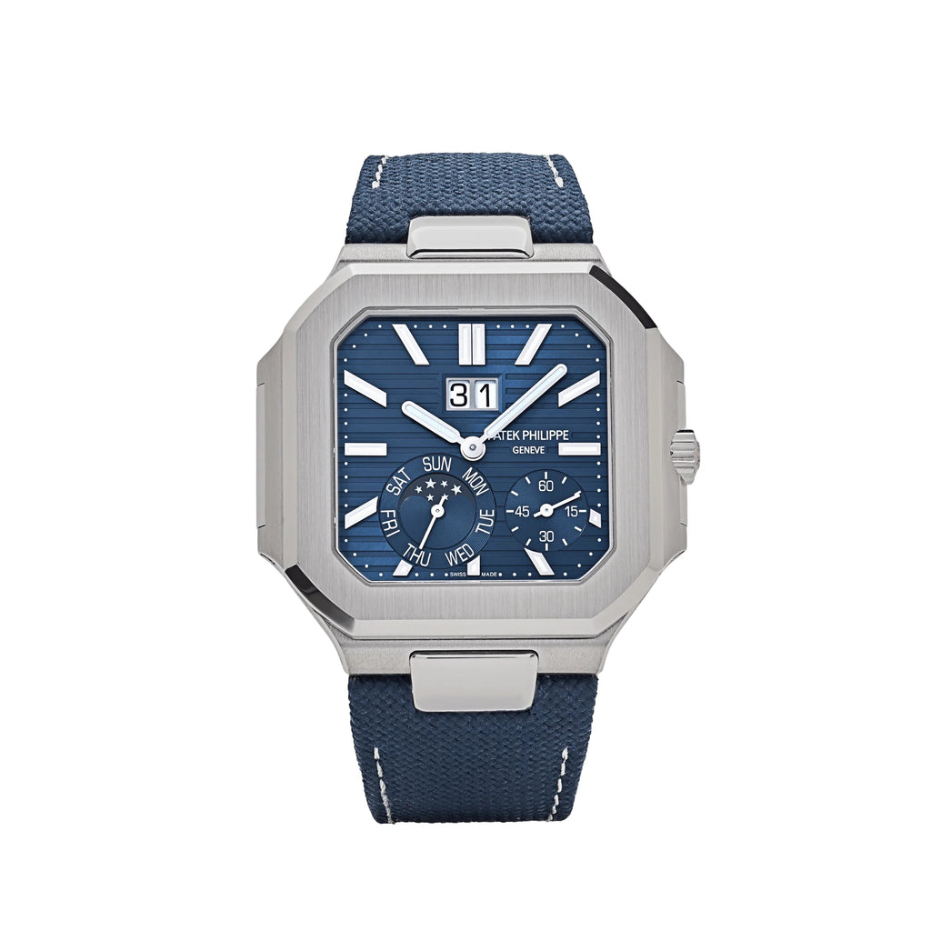 Patek Philippe Cubitus Platinum Case Sunburst Blue Dial 5822P-001