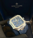 Patek Philippe Cubitus Platinum Case Sunburst Blue Dial 5822P-001